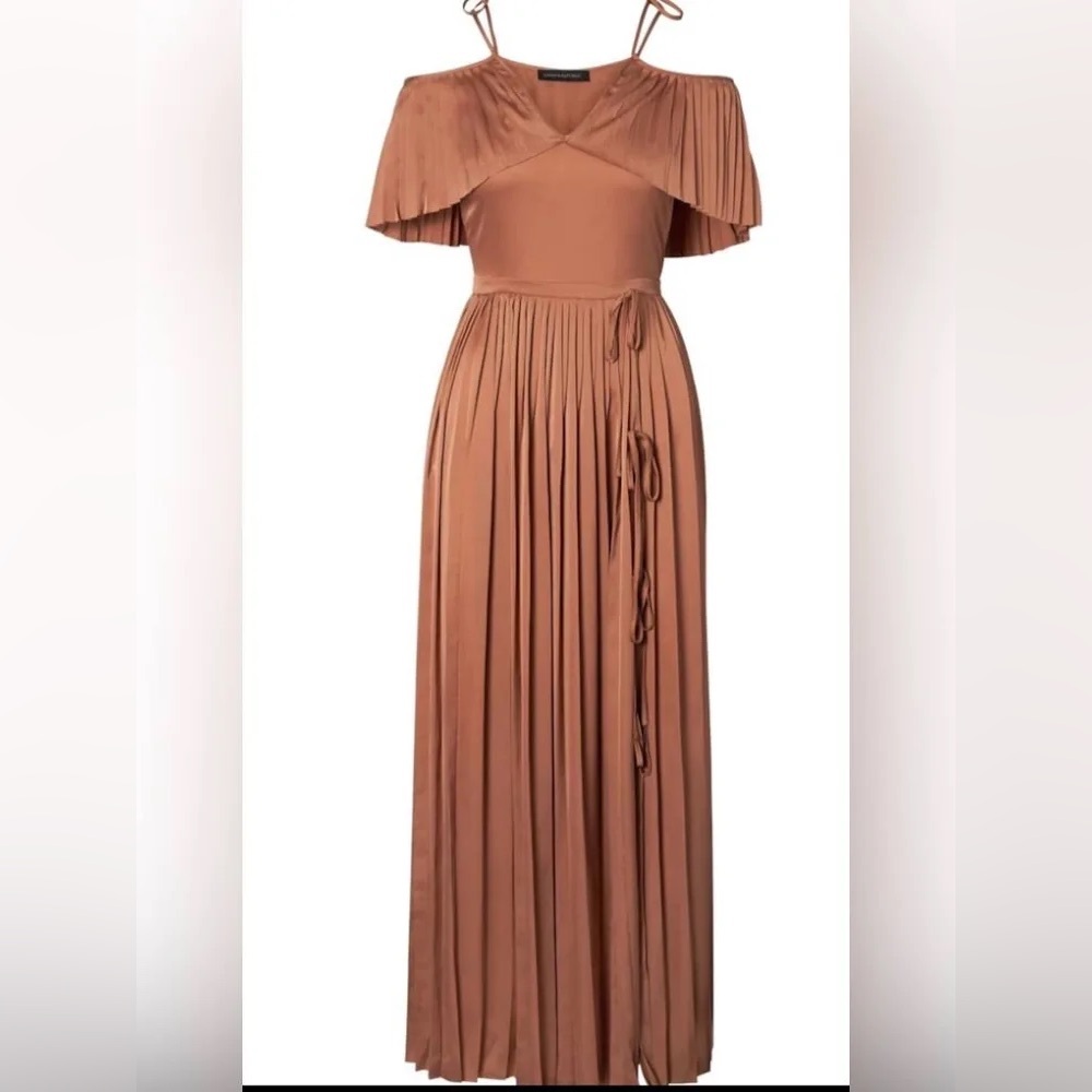 Banana Republic x Olivia Palermo Pleated Off-the-Shoulder Maxi Dress. - Picture 2 of 4